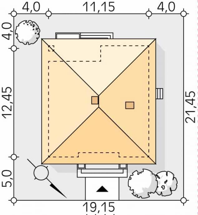 Rzut projektu Elka 5 (CE) - Usytuowanie na działce