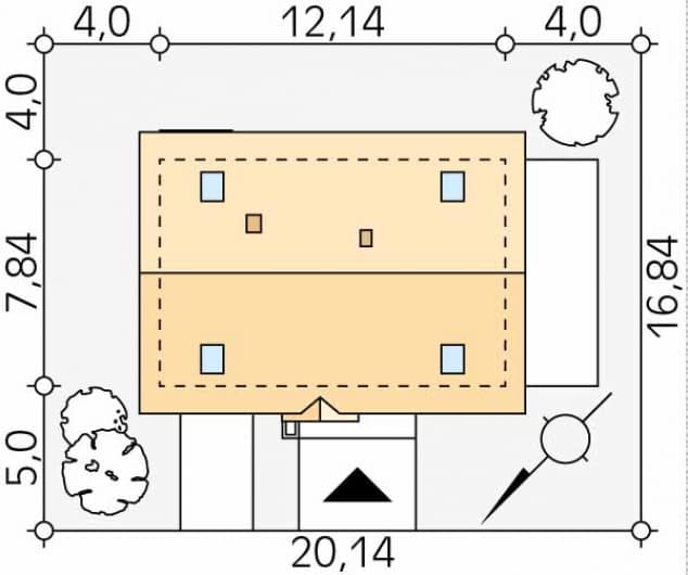 Rzut projektu Albit (KO) - Usytuowanie na działce