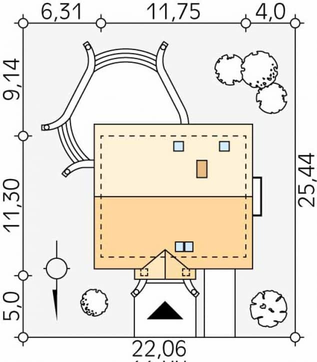 Rzut projektu Chaber 2 (CE) - Usytuowanie na działce