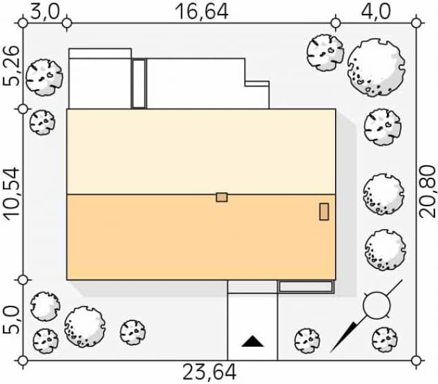 Rzut projektu Jemioła 10 (KO) - Usytuowanie na działce