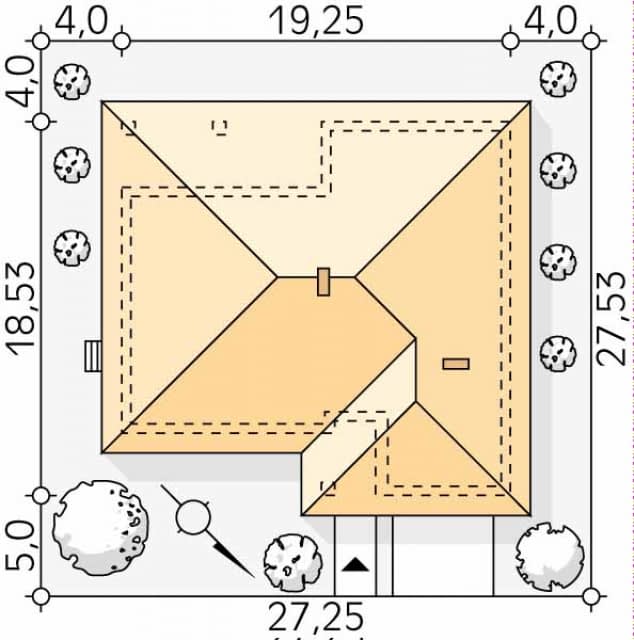 Rzut projektu Decyma 14 (CE) - Usytuowanie na działce