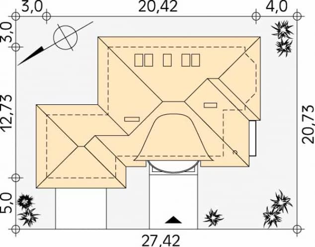Rzut projektu Aria 4 (CE) - Usytuowanie na działce