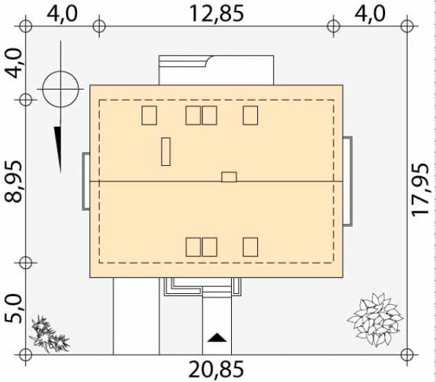 Rzut projektu Calineczka (CE) - Usytuowanie na działce