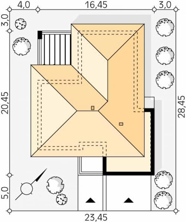 Rzut projektu Cytrus 5 (SI) - Usytuowanie na działce