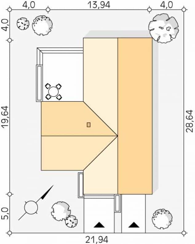 Rzut projektu Cytrus 3 (KO) - Usytuowanie na działce