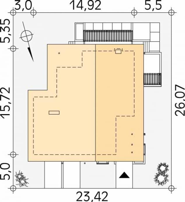 Rzut projektu Lara 4 (CE) - Usytuowanie na działce