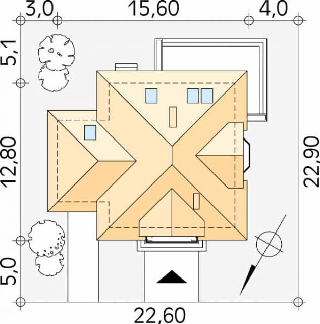 Rzut projektu Wilga 4 (CE) - Usytuowanie na działce