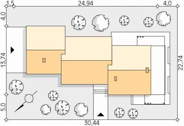 Rzut projektu Mokosz (CE) - Usytuowanie na działce