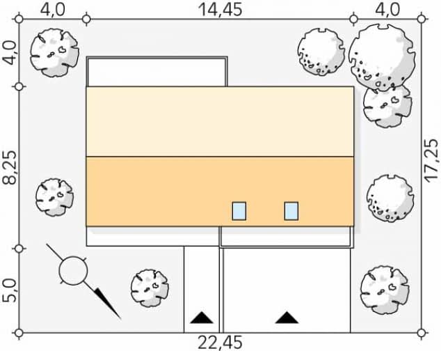 Rzut projektu Iko (PH) - Usytuowanie na działce