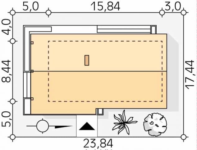 Rzut projektu Mahoń 3 (Y) - Usytuowanie na działce