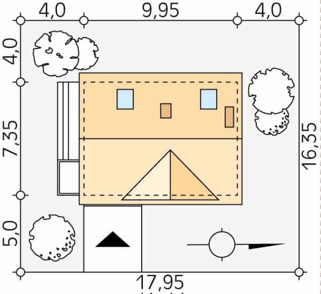 Rzut projektu Poziomka 2 (CE) - Usytuowanie na działce