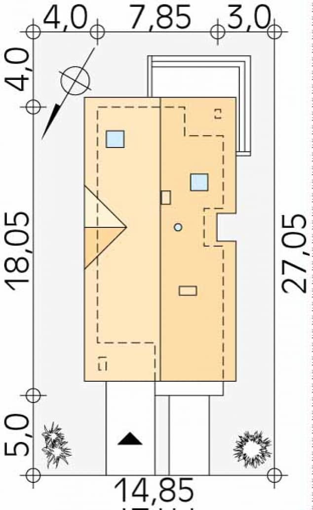 Rzut projektu Brzoza (CE) - Usytuowanie na działce