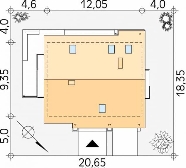 Rzut projektu Jabłoń (CE) - Usytuowanie na działce