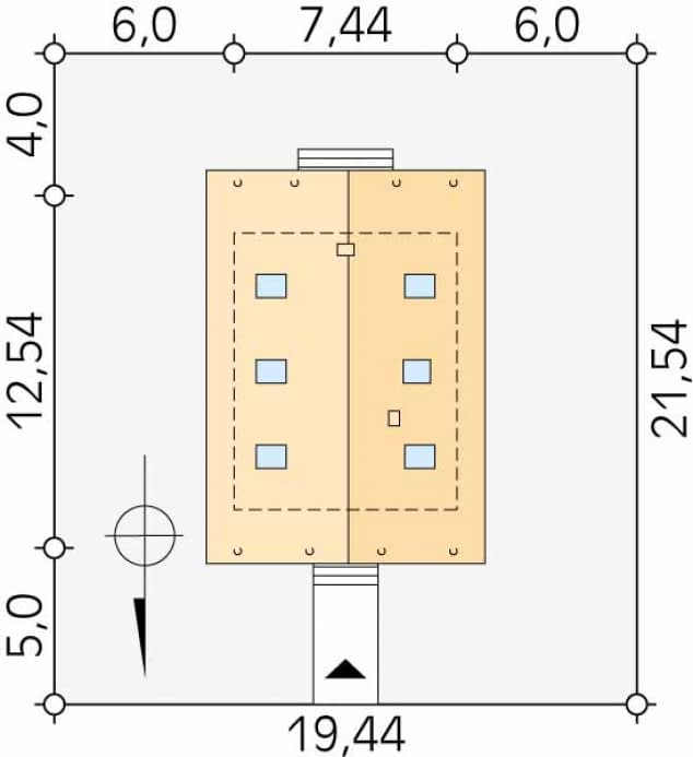 Rzut projektu Konwalia 2 bal (BAL) - Usytuowanie na działce
