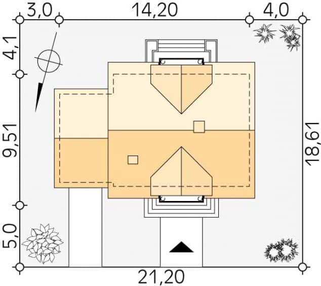 Rzut projektu Azalia 2 (CE) - Usytuowanie na działce