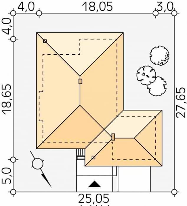 Rzut projektu Aster 3 (CE) - Usytuowanie na działce