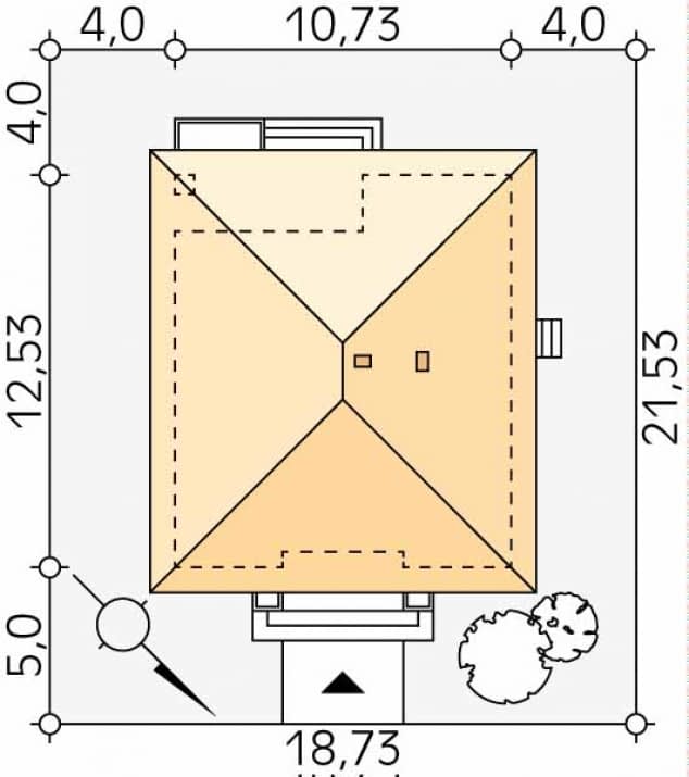 Rzut projektu Elka 3 (Y) - Usytuowanie na działce