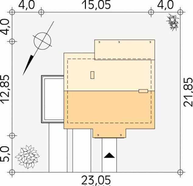 Rzut projektu Kawka 3 (CE) - Usytuowanie na działce