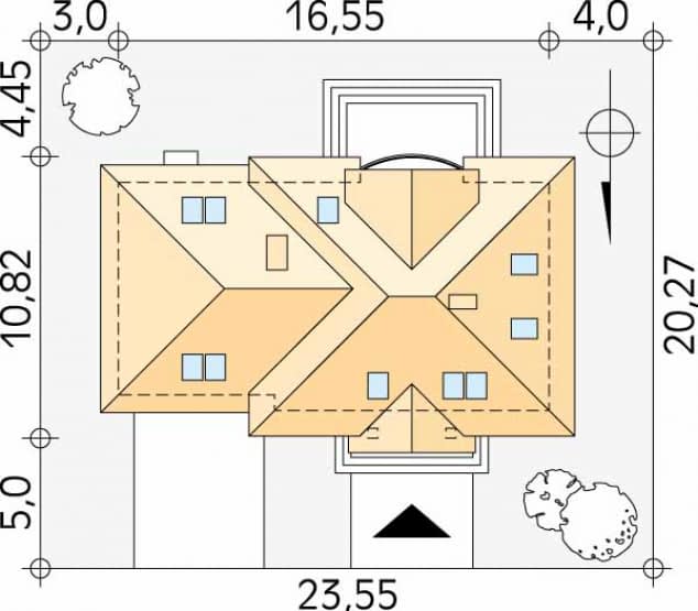 Rzut projektu Szafran 5 (CE) - Usytuowanie na działce