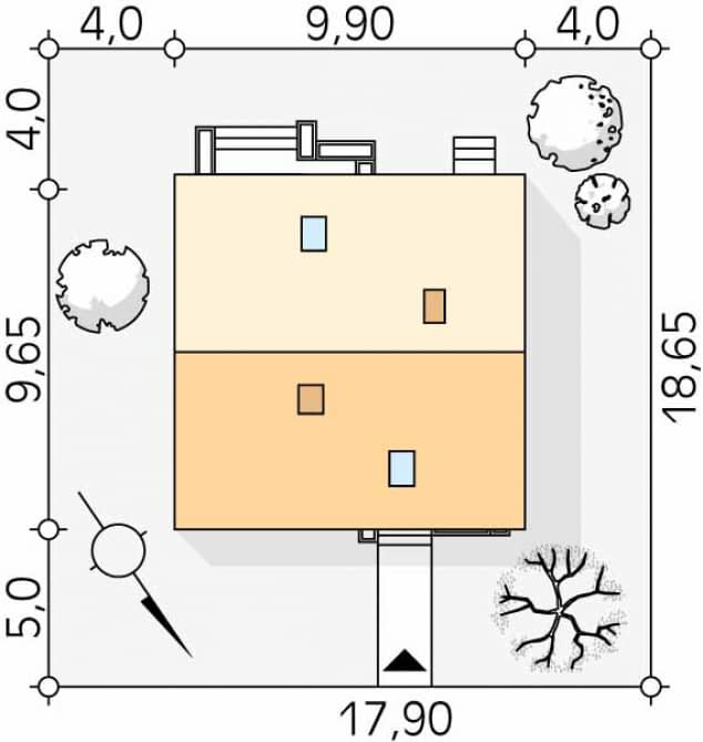 Rzut projektu Ceres (CE) - Usytuowanie na działce