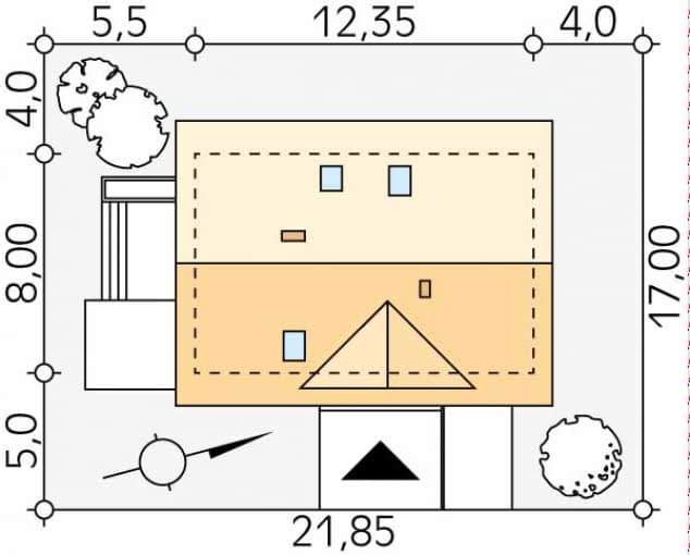 Rzut projektu Jagoda 2 (CE) - Usytuowanie na działce