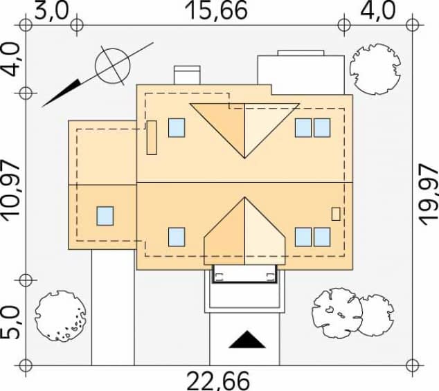 Rzut projektu Dudek (KO) - Usytuowanie na działce