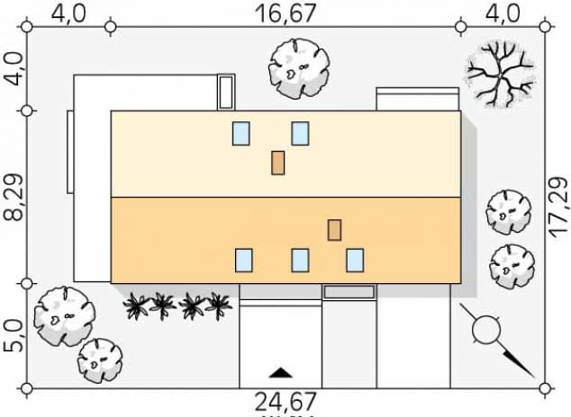 Rzut projektu Pogodny (CE) - Usytuowanie na działce