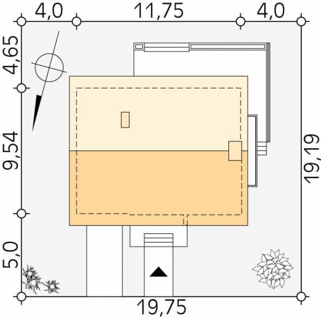 Rzut projektu Kawka 2 (CE) - Usytuowanie na działce