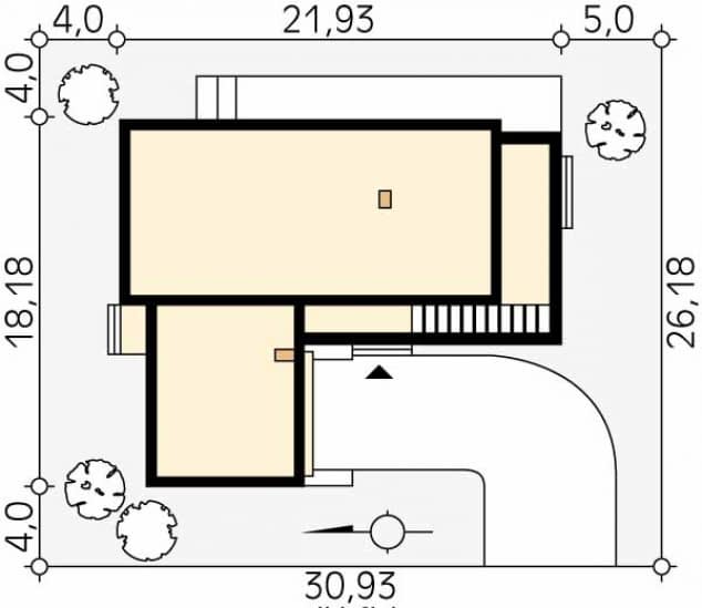 Rzut projektu Jadeit (KO) - Usytuowanie na działce