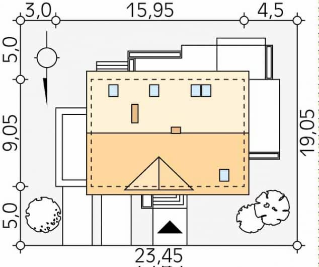 Rzut projektu Calineczka 4 (CE) - Usytuowanie na działce