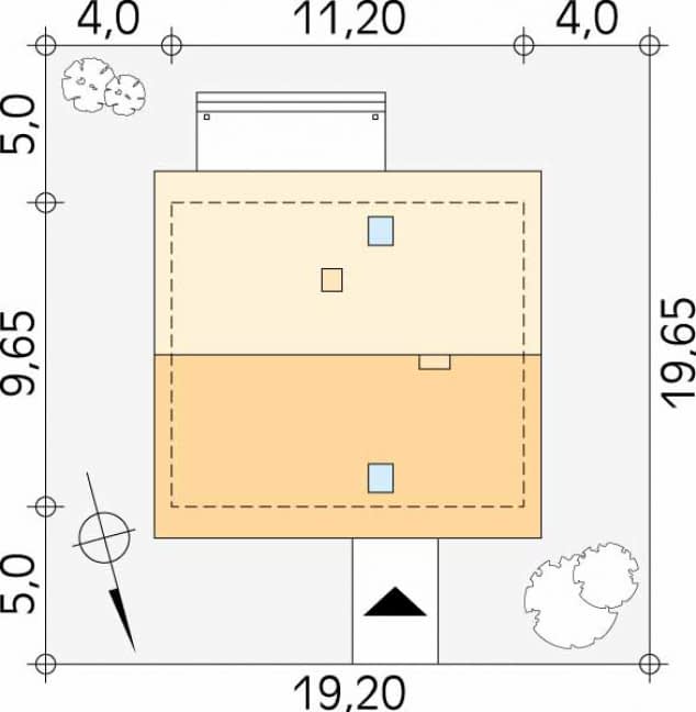Rzut projektu Indygo (CE) - Usytuowanie na działce