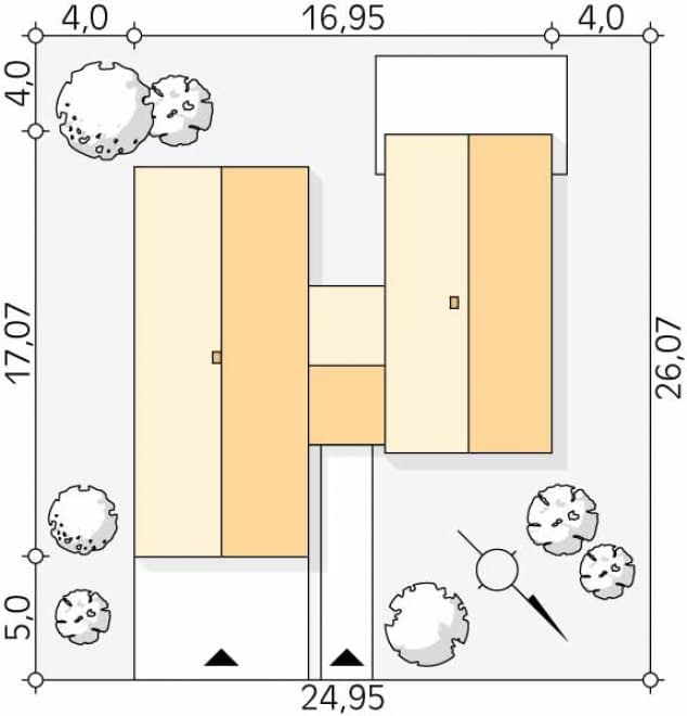 Rzut projektu Katamaran (CE) - Usytuowanie na działce