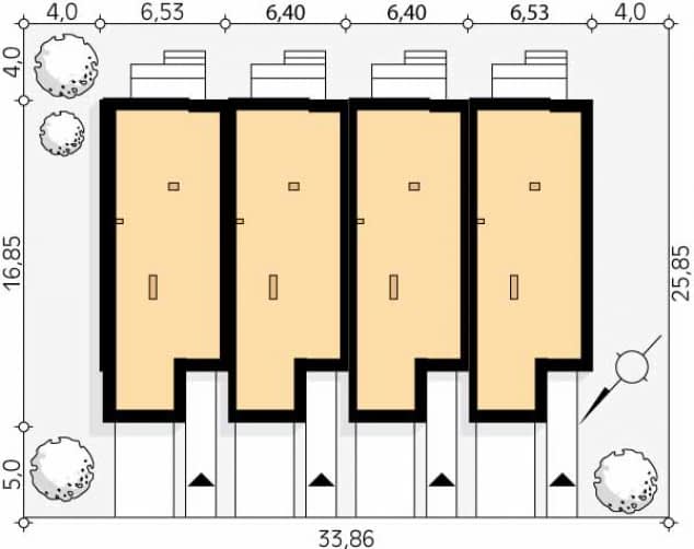 Rzut projektu Daglezja (CE) - Usytuowanie na działce