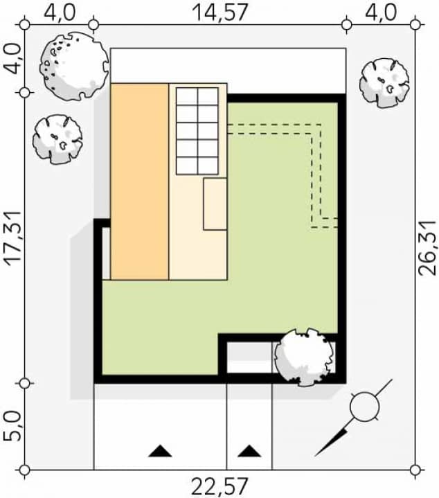 Rzut projektu Justa 2 (SL) - Usytuowanie na działce