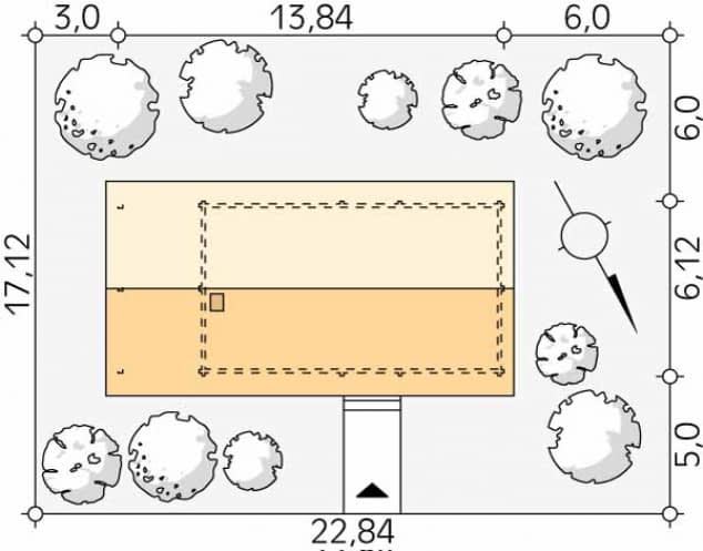 Rzut projektu Traper 2 bal (BAL) - Usytuowanie na działce