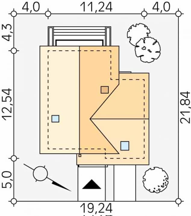 Rzut projektu Kalcyt (KO) - Usytuowanie na działce