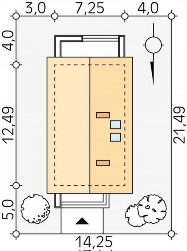 Rzut projektu Pryma (CE) - Usytuowanie na działce
