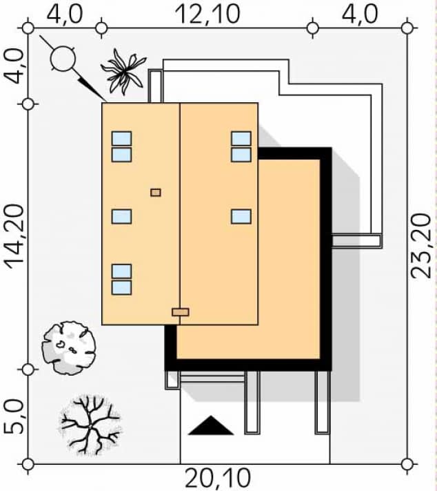 Rzut projektu Antara 2 (CE) - Usytuowanie na działce
