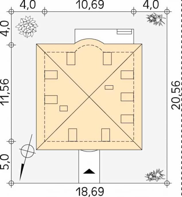 Rzut projektu Skowronek (CE) - Usytuowanie na działce