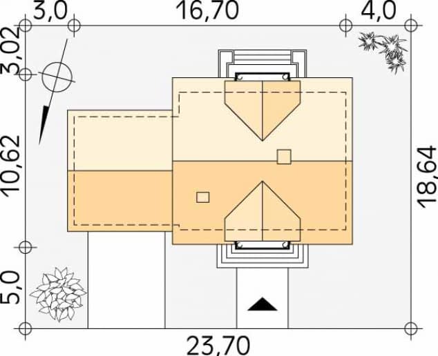 Rzut projektu Azalia 3 (CE) - Usytuowanie na działce