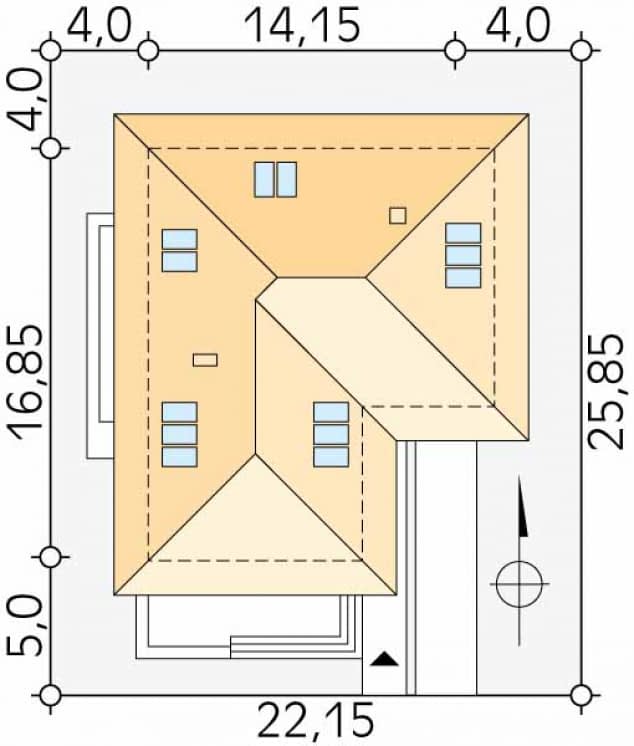 Rzut projektu Neptun 6 (CE) - Usytuowanie na działce