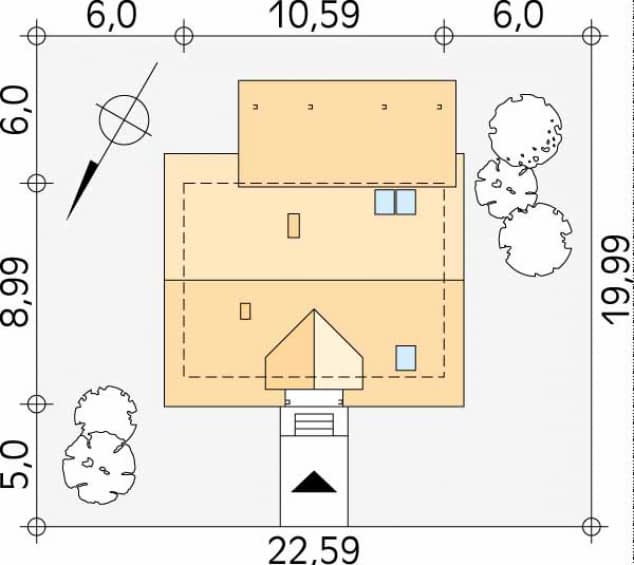 Rzut projektu Anka dr-S (DR-S) - Usytuowanie na działce