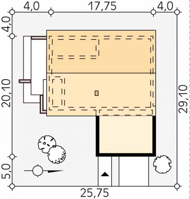 Rzut projektu Aksamit 6 (CE) - Usytuowanie na działce