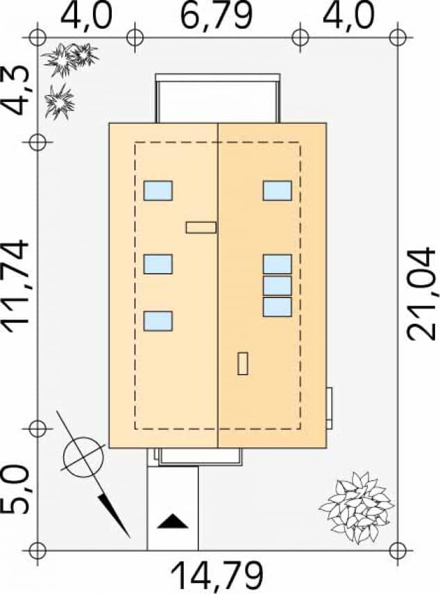 Rzut projektu Wrzos (CE) - Usytuowanie na działce