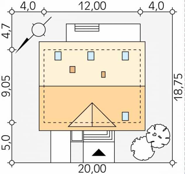 Rzut projektu Malina (CE) - Usytuowanie na działce
