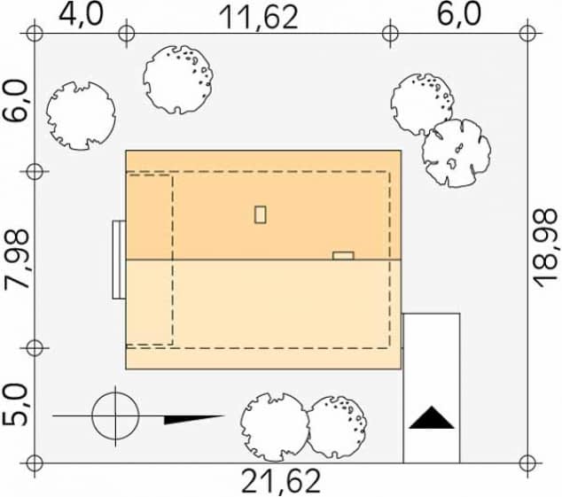 Rzut projektu Jaśmin 2 dr-S (DR-S) - Usytuowanie na działce