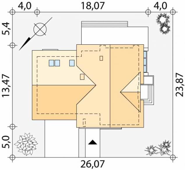 Rzut projektu Jaspis 3 (CE) - Usytuowanie na działce