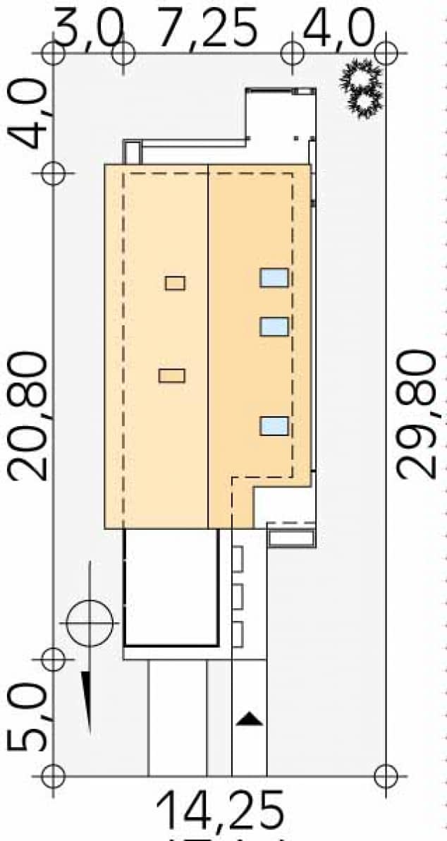 Rzut projektu Ametyst (CE) - Usytuowanie na działce
