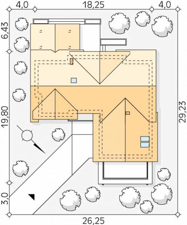 Rzut projektu Anyż (SI) - Usytuowanie na działce