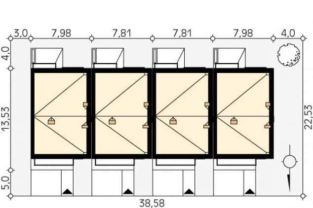 Rzut projektu Dąb (CE) - Usytuowanie na działce
